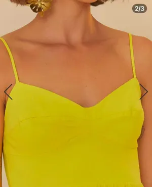 NWD Farm Rio Linen Blend Yellow Sleeveless Midi Dress Size M thumbnail 2
