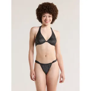 No Boundaries Womens Bikini Top Size M Black Underwire Lurex Halter Glam Beach thumbnail 4
