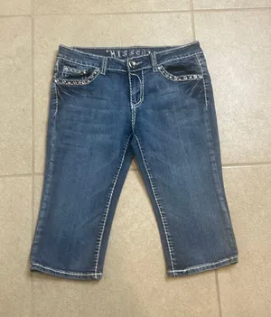 Miss Chic Blue #Embellished # U.S.A. #Capri #Jeans (Style: M336) thumbnail 1