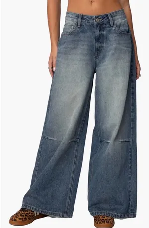 Edikted‎ Women Blue Wide Leg Jeans High Rise Baggy Denim Size S Medium Wash thumbnail 1