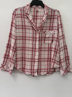 Victoria’s Secret Flannel Pajamas Peppermint Plaid Pink Red Large 2pc Pant Set thumbnail 2