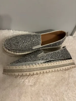 Bling Slip on Party shoes silver Sz. 10 thumbnail 6