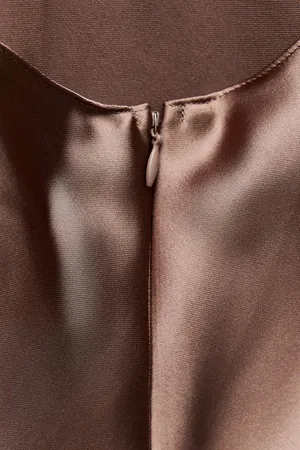 ZARA dress midi maxi satin wedding chocolate brown party cocktail thumbnail 29