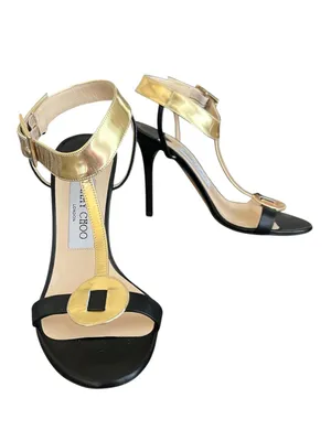 Jimmy Choo Women’s Y2K Vintage Leather Colorblock Pattern T Strap Open Toe Heels thumbnail 12