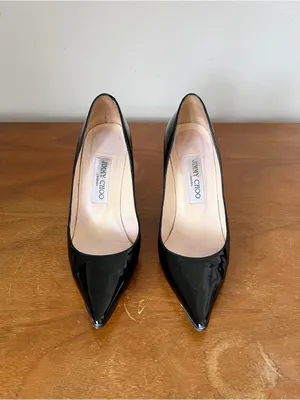 Jimmy Choo • Abel black patent leather pump stiletto heel 100mm point toe thumbnail 3