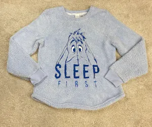 Disney Eeyore "Sleep First" Cozy Fleece Comfort Lounge PJ Shirt Size M thumbnail 1