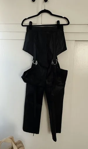 Nasty Gal Faux Leather High-Waist Suspenders thumbnail 1