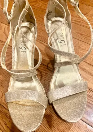 Rouge gold glitter platform strappy crisscross wedges sandal size 8.5 thumbnail 1