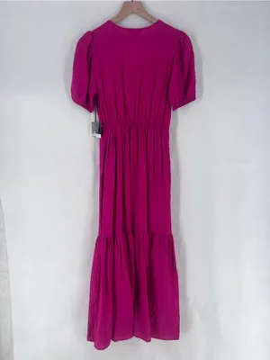 Simply Vera Vera Wang Semi Satin‎ Pink V-Neck Puff Sleeve Maxi Dress Size XS NWT thumbnail 10