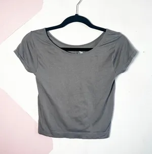 Intimately Free People Seamless Crop Top Gray‎ Short Sleeve M/L thumbnail 1