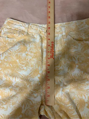 Polagram Tropical Print Wide Leg Pants Yellow White Large thumbnail 5