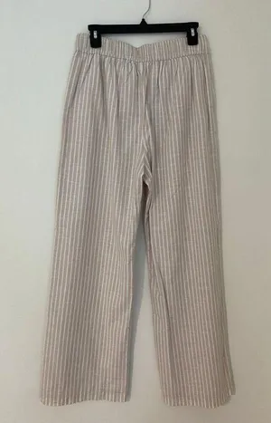 NWT Abercrombie & Fitch M 100% Cotton Tan White Stripe Pull On Wide Leg Pant thumbnail 6