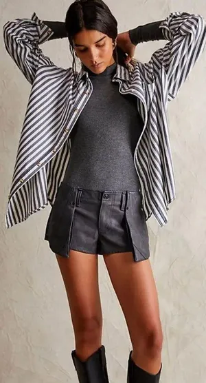 NWOT Free People/We the Free Dark Angel Vegan Micro Shorts | Charcoal Combo thumbnail 1