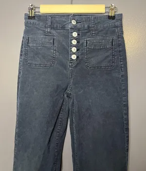 American Eagle Outfitters Pants Womens 0 Gray Hi-Rise Flare Corduroy Stretch thumbnail 1