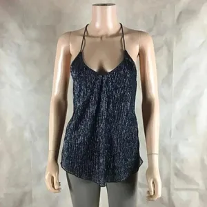 TopShop T-back Silver Metallic Drapey Tank Top Size 4 thumbnail 6