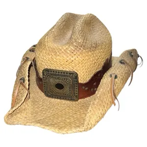 Bullhide Stylish Tan straw rolled sides Cowboy/girl Hat with Brown Band thumbnail 5