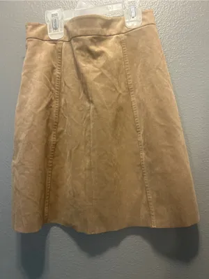 Aritzia Wilfred Free Centinela Faux Suede Snap Front Mini Skirt Tan Size 0 thumbnail 2