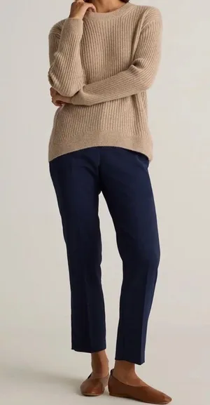 New Quince Navy Blue Stretch Crepe Ankle Pants Size 8 thumbnail 1