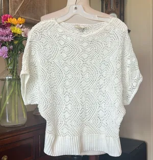 Forever 21 Off White Crochet Lace Sweater thumbnail 1