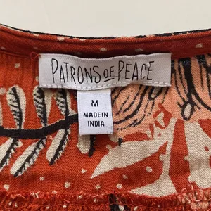 Patrons of Peace sleeveless embroidered floral ruffle hem boho tank, size medium thumbnail 3