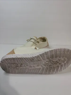 Hey Dude Women's Cream Slip-On Sneakers with Tan Heel Accent thumbnail 6