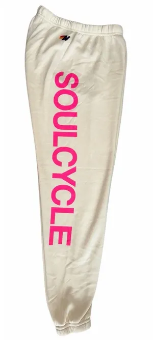 Aviator Nation x SoulCycle 4 Hearts Sweatpants Cream Women's Size Small thumbnail 1