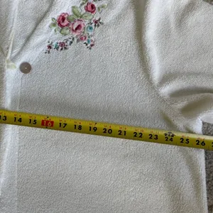 Aria White Terrycloth Robe Muumuu Floral Embroidered XL Grandmacore Cottagecore thumbnail 9