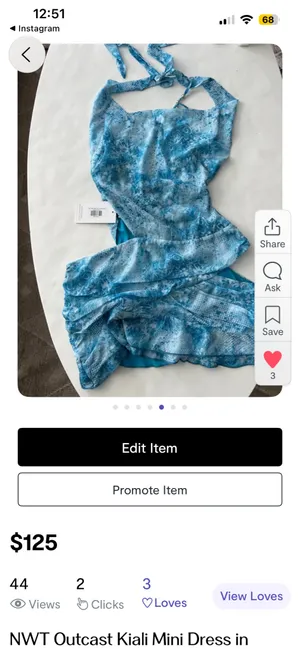 Generation Outcast NWT Kiali Mini Dress in Topaz Blue Medium thumbnail 3