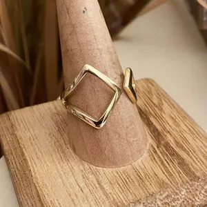 IP Gold Stainless Steel Art Deco Ring Size 8,10 Gold thumbnail 5