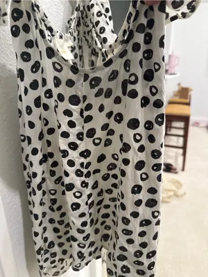Maeve Anthropologie Polka Dot Peasant Blouse Medium Black White Puff Sleeve Top thumbnail 6