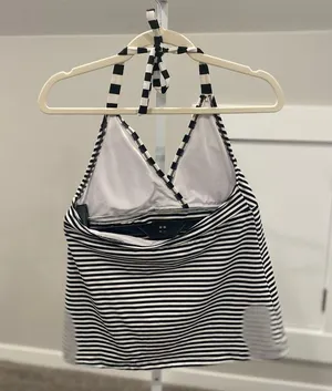 Mossimo Vintage Y2K Halter Black and White Stripe Tankini Top thumbnail 3