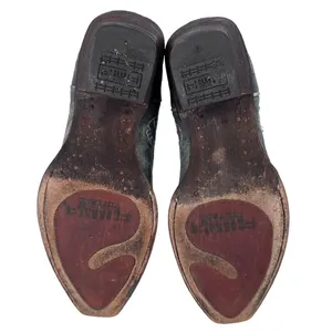 CORRAL Snip Toe Boots Blue‎ Gray Inlay Cowboy Angel Wing & Dove Size 6.5M thumbnail 10