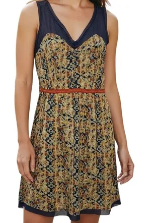 URBAN OUTFITTERS STARING AT STARS‎ Print V-Neck Mesh Trim Sleeveless Dress EUC 4 thumbnail 1
