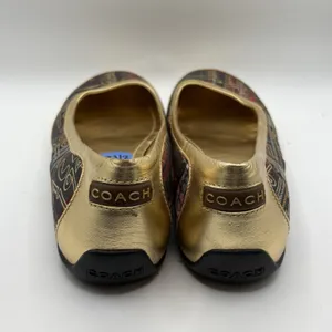 COACH Ballet Flats Gold Tartan Plaid True Graffiti Logo Shoes US 7.5 B Slip On thumbnail 3
