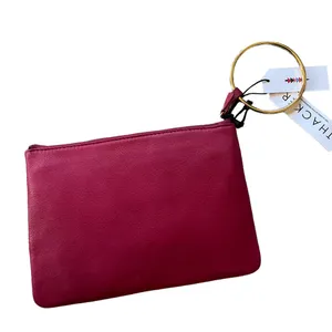 NWT THACKER GIA POUCH & CARD CASE Ring Wristlet Clutch RED LEATHER thumbnail 5