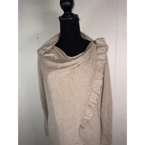 Claudia Nichole M Silk Cashmere Ruffle Wrap Cowl Neck Sweater Tunic thumbnail 4