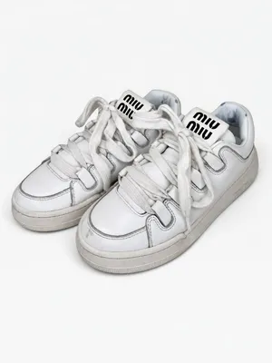 Miu Miu White Leather Logo Low Top Sneakers Made in Italy SIZE 35.5 thumbnail 3