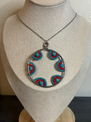 Handmade Silver Beaded Charm Necklace thumbnail 1