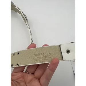 Women’s MontanaCo White Leather Bedazzled Western Belt thumbnail 5