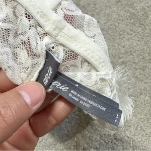 aerie Women’s Lace Padded Triangle Bralette Romantic in Ivory Size L thumbnail 11