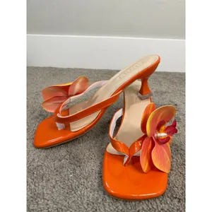 New SHUSHOP Grace Orange Orchid Flower Heels EU 38 US 8 thumbnail 4