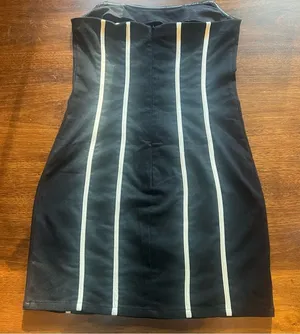 Black Striped Strapless Mini Bodycon Dress thumbnail 1