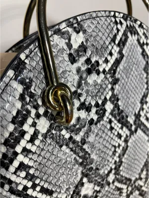 Mango Snakeskin Round Crossbody Bag with Gold Chain festival thumbnail 3