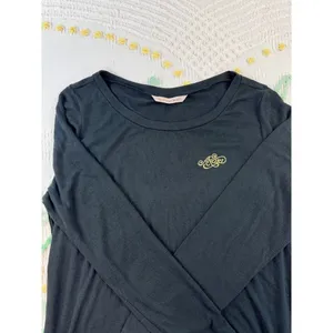 Victoria's Secret‎ Angel Long Sleeve Top Black Gold Embroidered Logo Crew Neck thumbnail 3