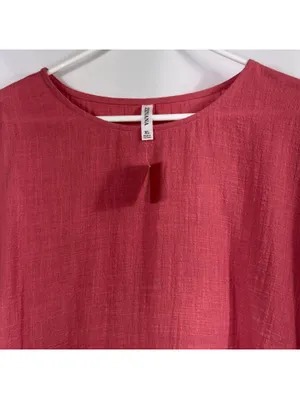 Zenana 100% Cotton Oversized Gauze Tunic Top Coral Pink XL thumbnail 2