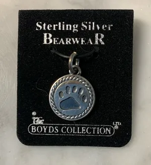 NEW Boyds Bearwear Sterling Silver Small Paw Coin Charm Pendant 925 thumbnail 1