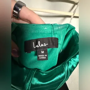 Lulus Green Satin Corset Strapless Crop Top Size Medium thumbnail 3