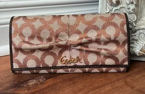 Coach Signature Jacquard Ruched Long Wallet, Glitter Monogram Print, Y2K thumbnail 1