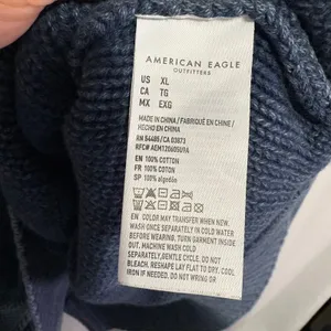 American Eagle Womens Blue Cotton V-Neck Oversized Cropped Sweater XL Coastal thumbnail 4