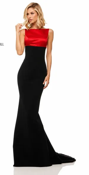 Sherri Hill 52903 Red & Black Color Block‎ Mermaid Gown Size 8 NWT thumbnail 1